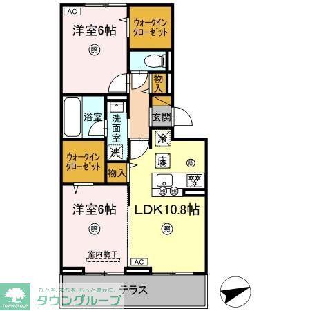 シャンティ(2LDK/1階)の間取り写真