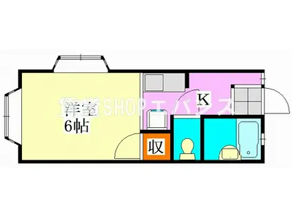 WHITEWINGE.F(ワンルーム/1階)の間取り写真