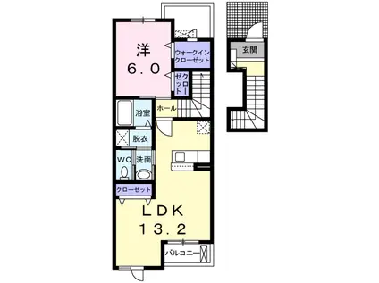 エレガンスB(1LDK/2階)の間取り写真