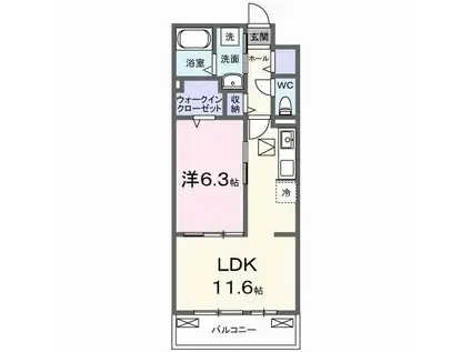 ベルヒルズノース(1LDK/1階)の間取り写真