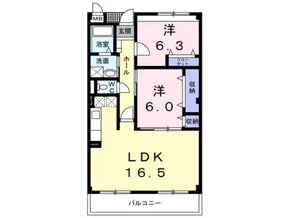 プレステージコートファミーユ館(2LDK/2階)の間取り写真