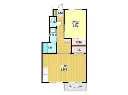 ハイステージカサブランカ(1LDK/2階)の間取り写真