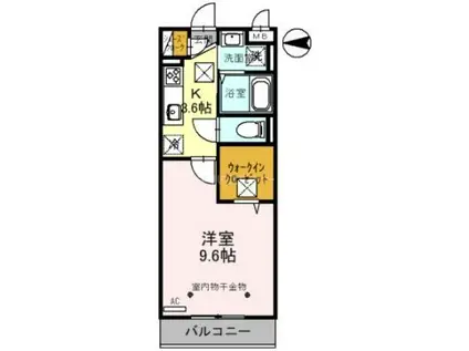東武伊勢崎線 草加駅 徒歩5分 3階建 築5年(1K/1階)の間取り写真