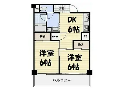 サニーハイツせんげん台(2DK/2階)の間取り写真