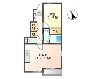 サンシャイン石津 A・E棟(1LDK/1階)の間取り写真