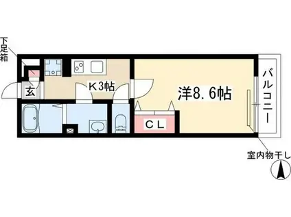 地下鉄桜通線 野並駅 徒歩5分 3階建 築8年(1K/1階)の間取り写真