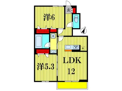 ORTO SOLE(2LDK/1階)の間取り写真