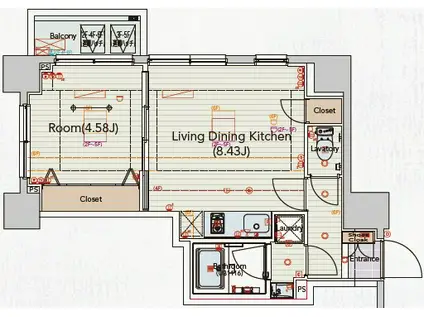 ビバリーホームズ東尾久(1LDK/6階)の間取り写真