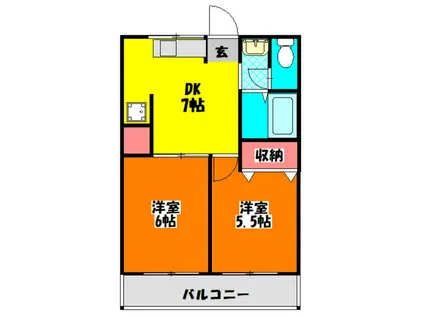 プライム下島(2DK/3階)の間取り写真