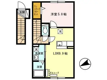 K-HAUS A(1LDK/2階)の間取り写真