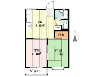 リバーサイドヴィレッジ(2DK/2階)の間取り写真