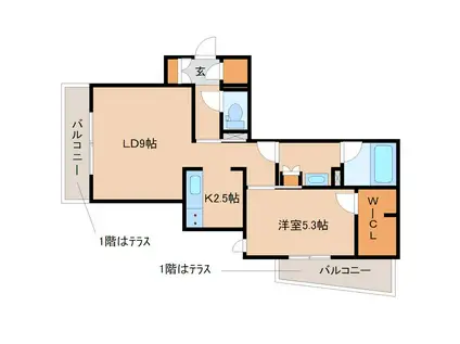 ラフィーネ南七松(1LDK/3階)の間取り写真