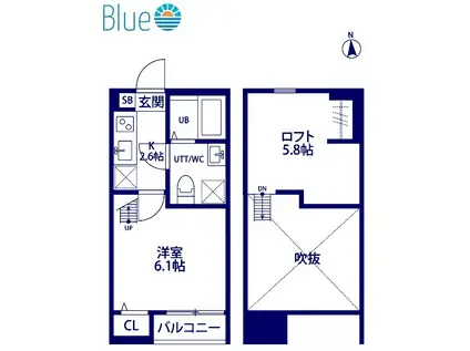 ルナ・レジデンス平塚(1K/2階)の間取り写真