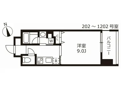 花の木ライズ(1K/6階)の間取り写真