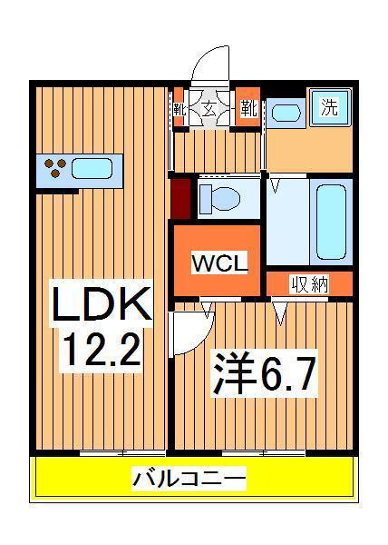 PLUSLIN GARDEN(1LDK/2階)の間取り写真