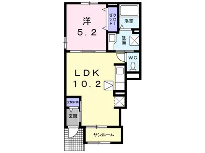 ヴィルゴ(1LDK/1階)の間取り写真