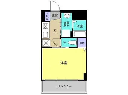 CASA BIANCA九品寺(1K/3階)の間取り写真