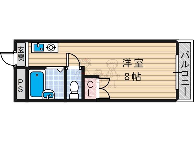 アンヘルム杭全(ワンルーム/2階)の間取り写真