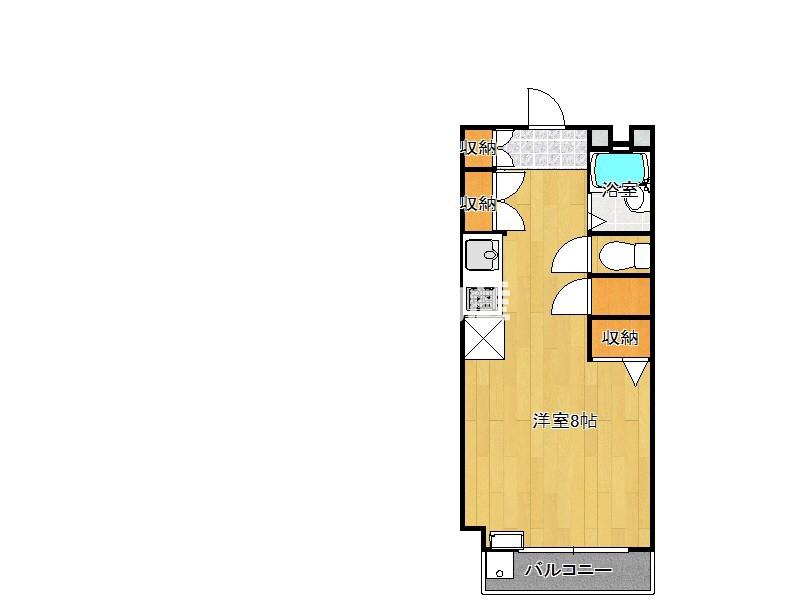 パーシモンパレス(ワンルーム/2階)の間取り写真