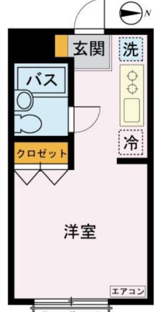 プラヴァーハウス(ワンルーム/1階)の間取り写真