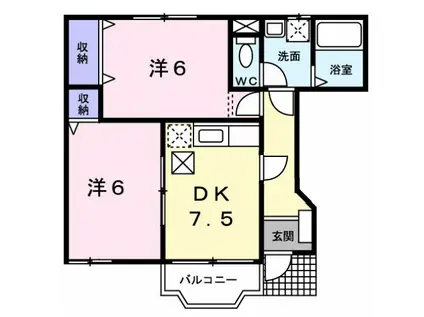 カフリーィエC(2DK/1階)の間取り写真
