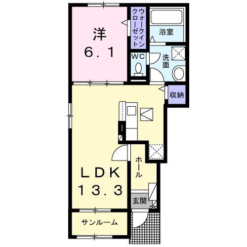 エレガンス ハネカ(1LDK/1階)の間取り写真