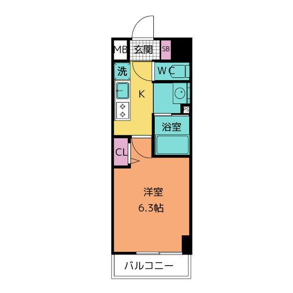 ラグゼナ上前津(1K/12階)の間取り写真