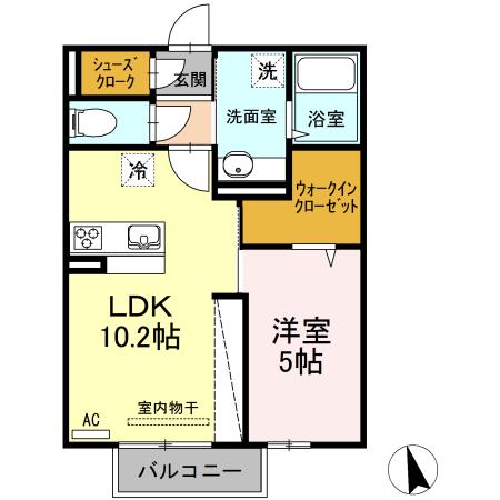 カンパーナ(1LDK/1階)の間取り写真