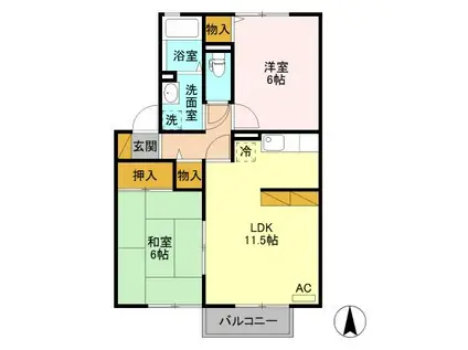VIACLIFF AB(2LDK/1階)の間取り写真