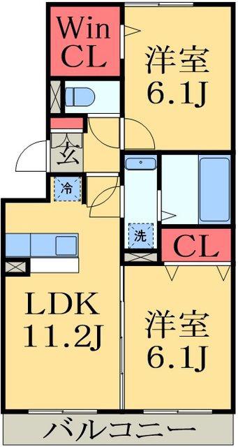 サニーフォレストB棟(2LDK/3階)の間取り写真