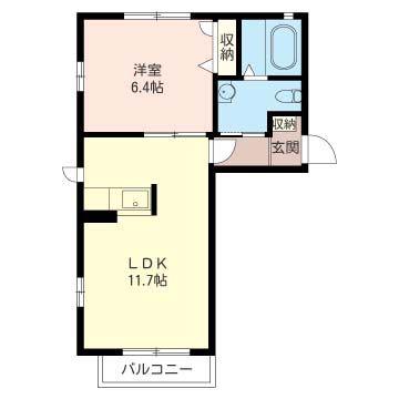 ヴィラ・エクレール(1LDK/2階)の間取り写真