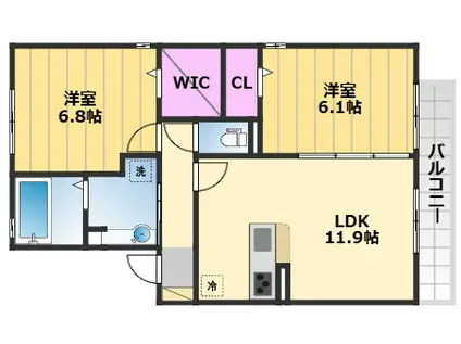 アヴァンセ和泉中央A棟A(2LDK/1階)の間取り写真