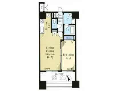 ドゥーエ蔵前(1LDK/10階)の間取り写真