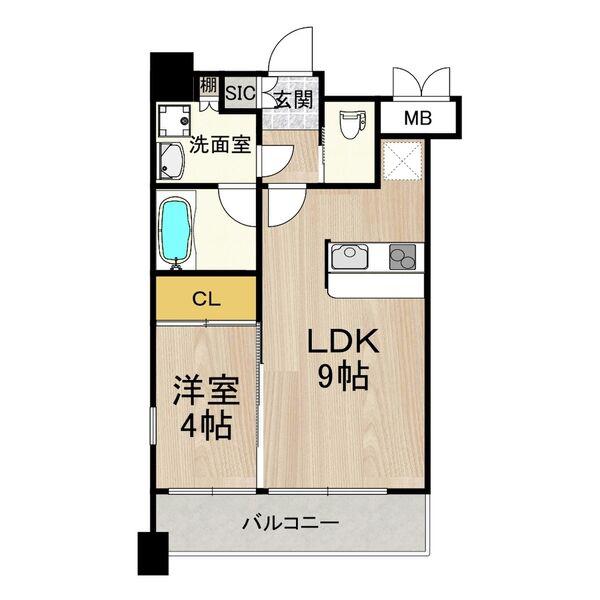 プレジオ緑地公園(1LDK/8階)の間取り写真