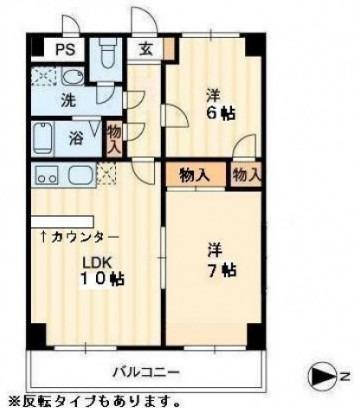 グレースタワー(2LDK/9階)の間取り写真