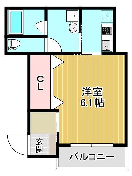 グランメゾン南余部(1K/2階)の間取り写真