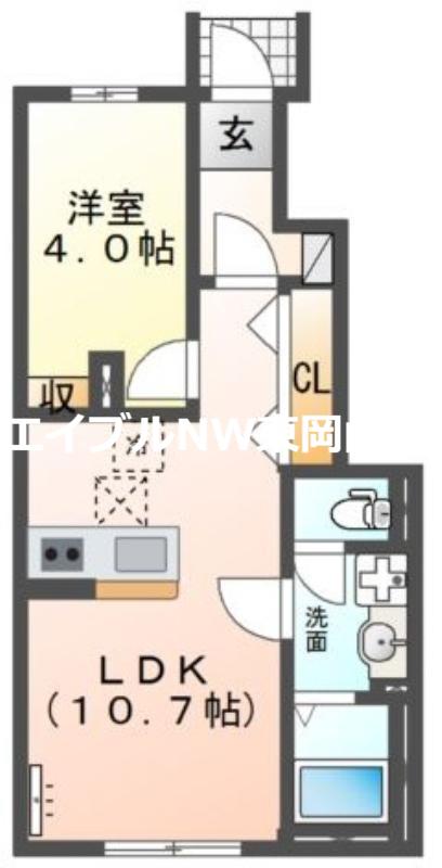 シャフル(1LDK/1階)の間取り写真
