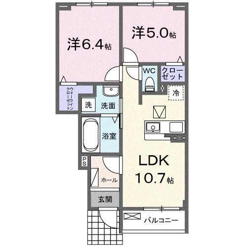 メゾン シュシュ(2LDK/1階)の間取り写真