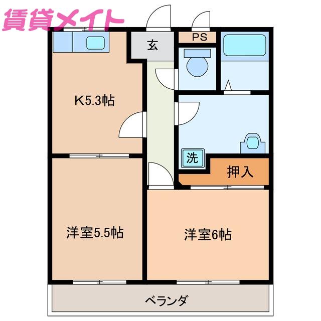 プロスペール(2K/2階)の間取り写真
