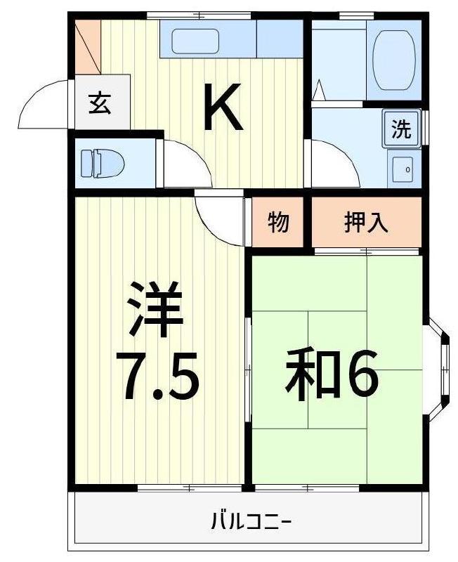 コーポKII(2K/1階)の間取り写真