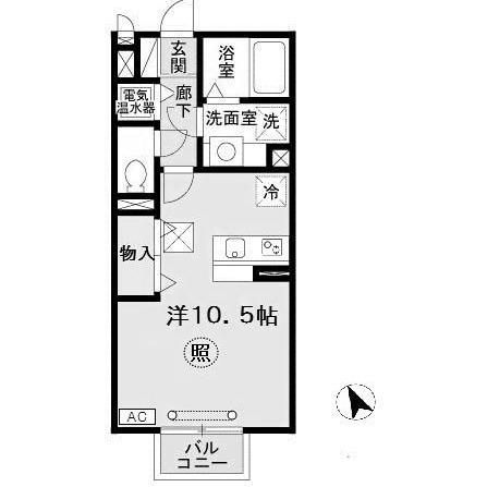 HITOMI DORMITORY(ワンルーム/1階)の間取り写真