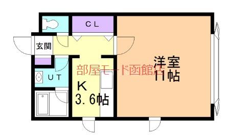 ノースヒル北美原(1K/2階)の間取り写真