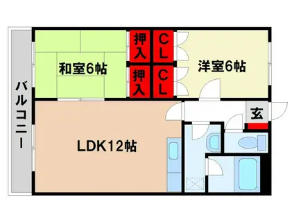 ピエモンテ二日市(2LDK/1階)の間取り写真