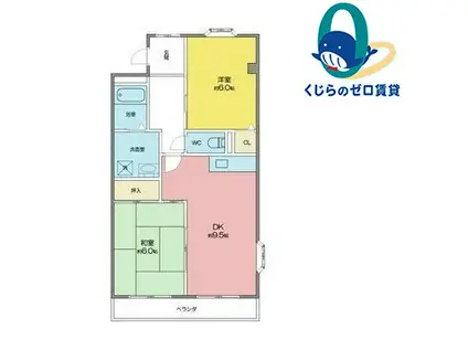 グランドールK(2LDK/3階)の間取り写真