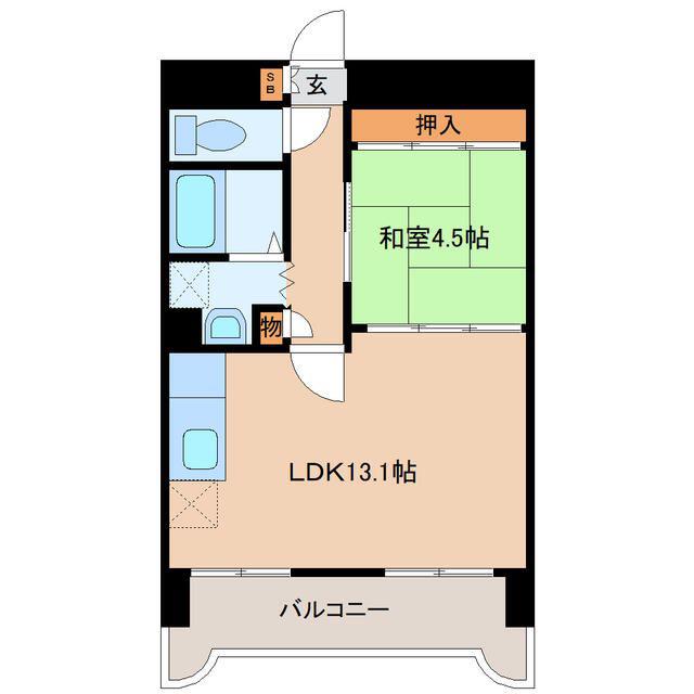 ベルソーレ木ノ下(1LDK/12階)の間取り写真