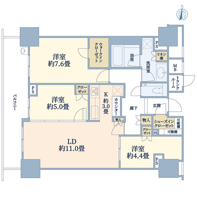 ブランズ横浜(3LDK/6階)の間取り写真