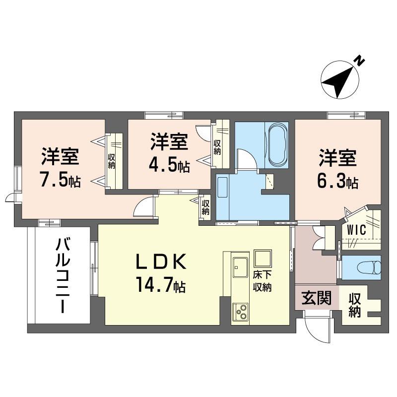 MALIENA(3LDK/1階)の間取り写真