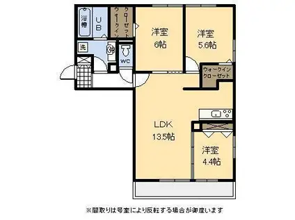 エスポアール・タカムラIII B棟(3LDK/3階)の間取り写真