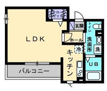ライト・イヨウ(ワンルーム/4階)の間取り写真