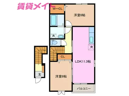 アルカンシエル(2LDK/2階)の間取り写真